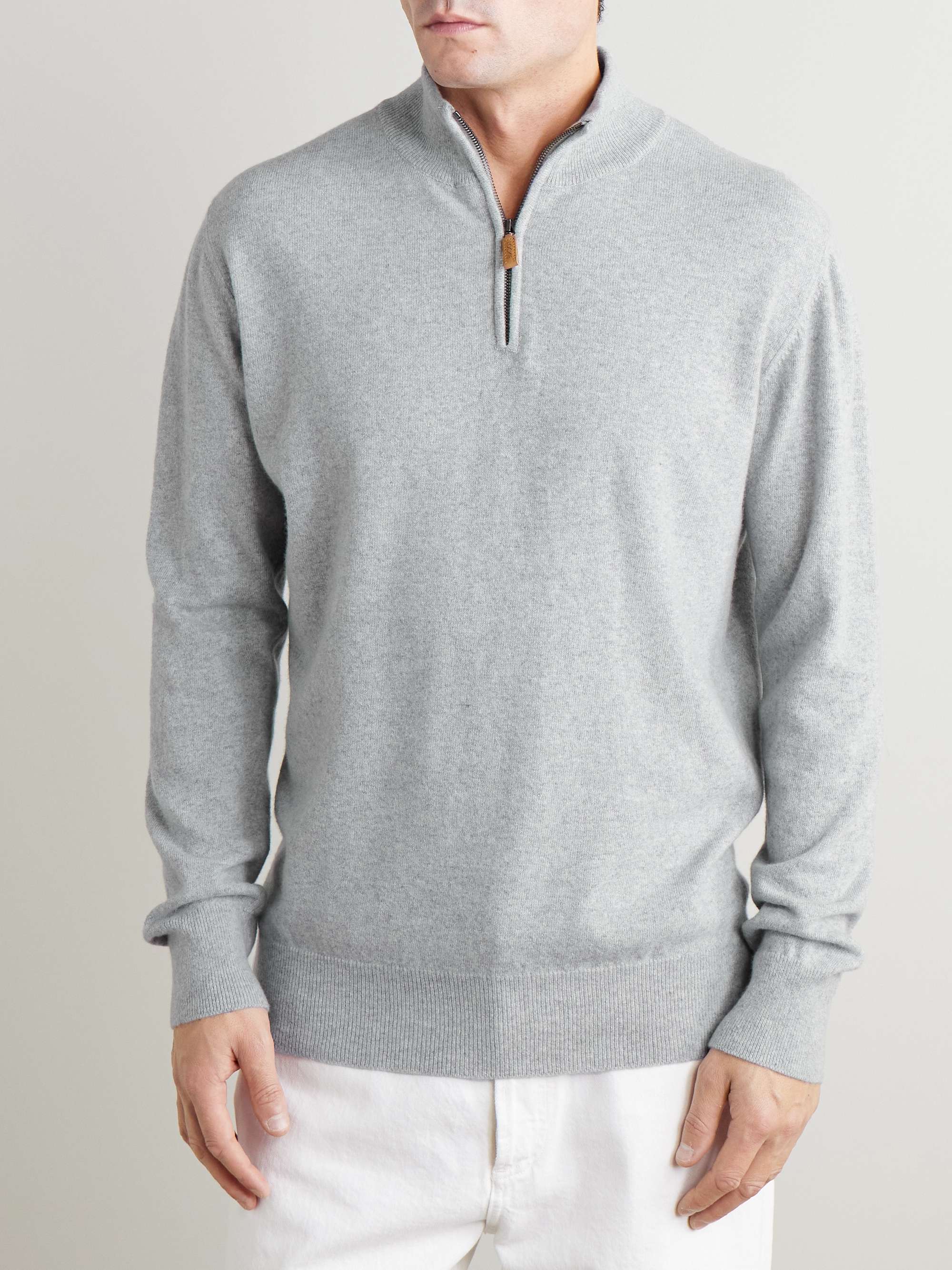 KINGSMAN Wade Merino Wool and Cashmere-Blend Half-Zip Sweater