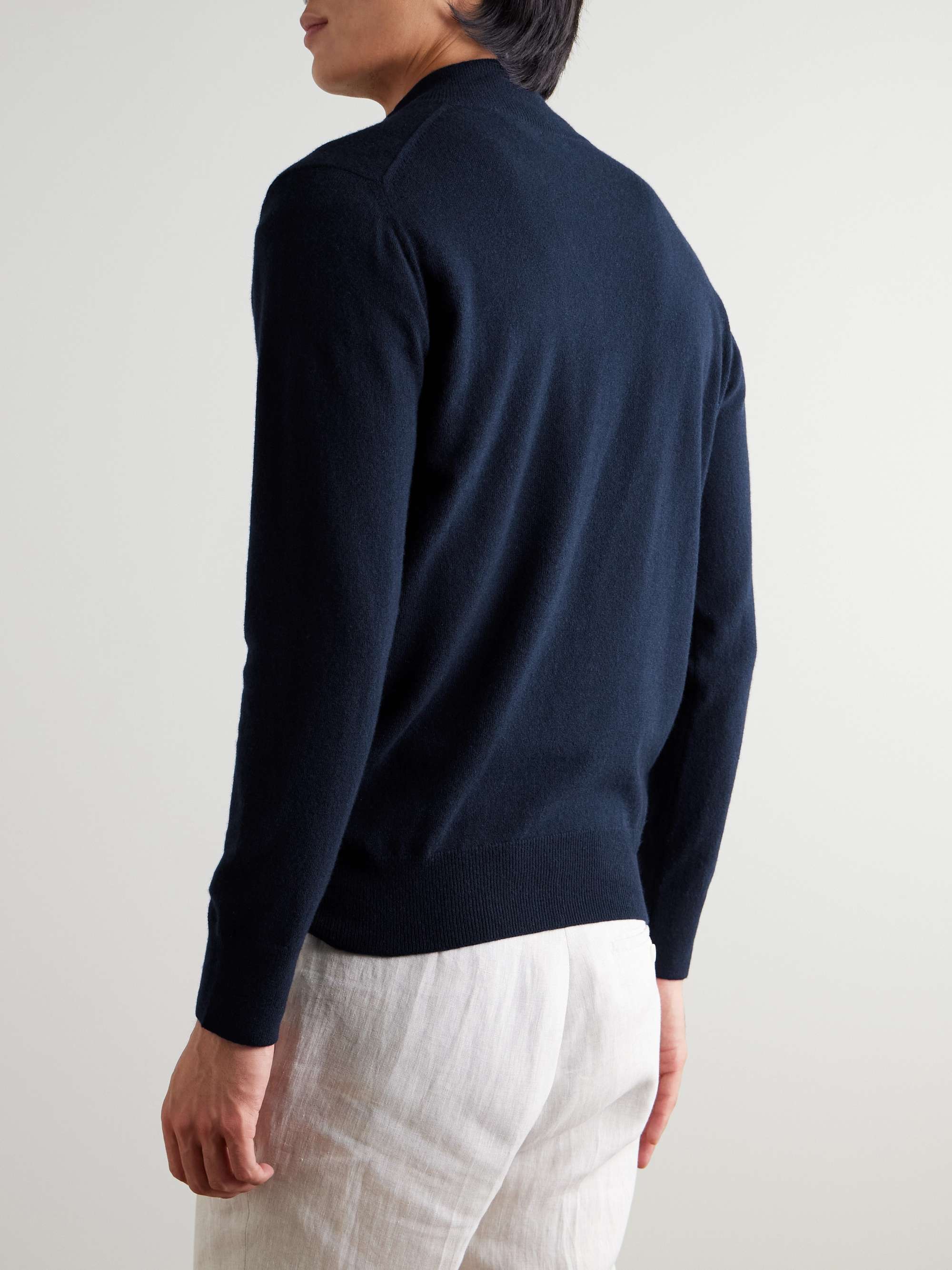 KINGSMAN Wade Merino Wool and Cashmere-Blend Half-Zip Sweater