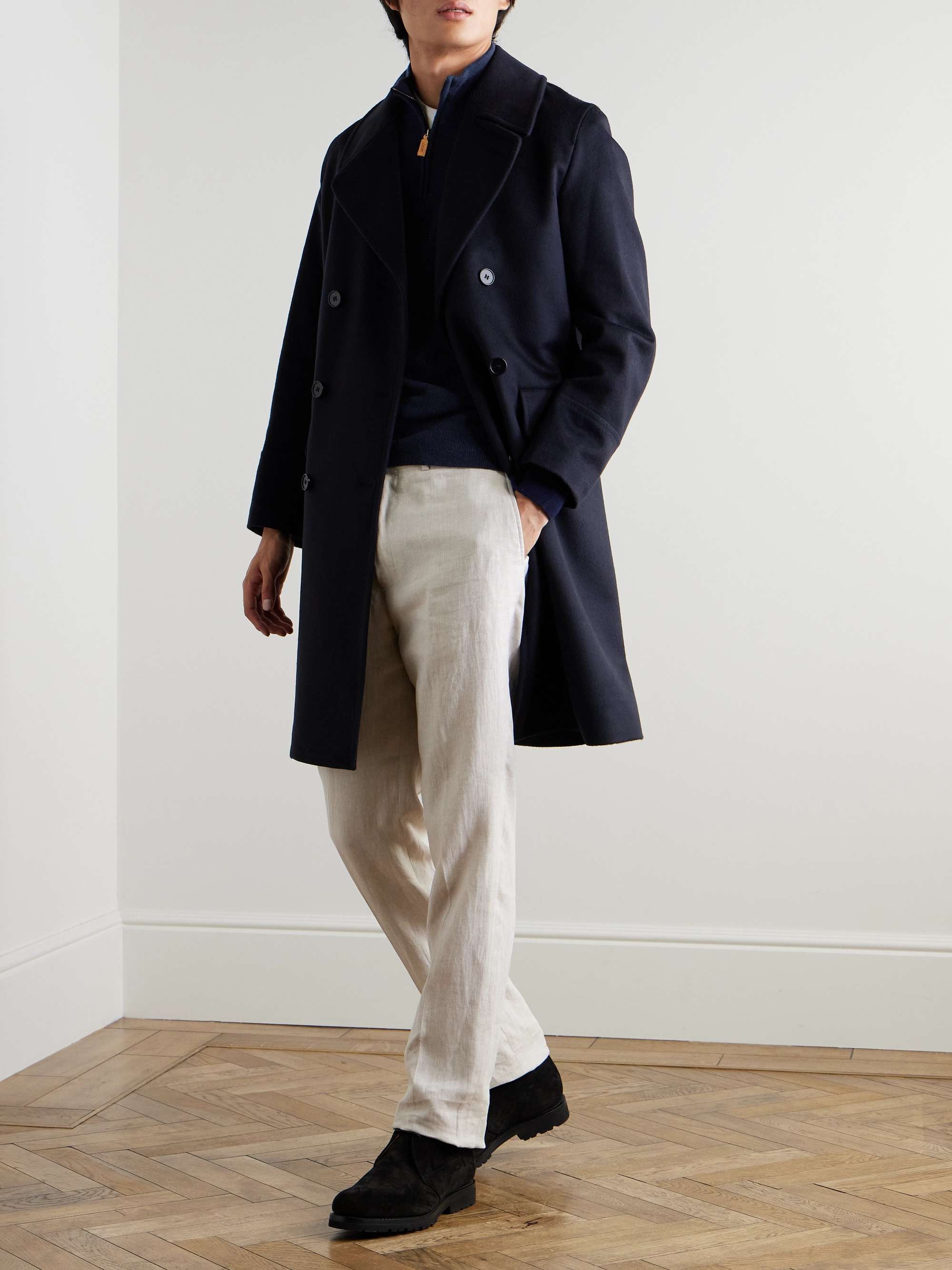 KINGSMAN Wade Merino Wool and Cashmere-Blend Half-Zip Sweater