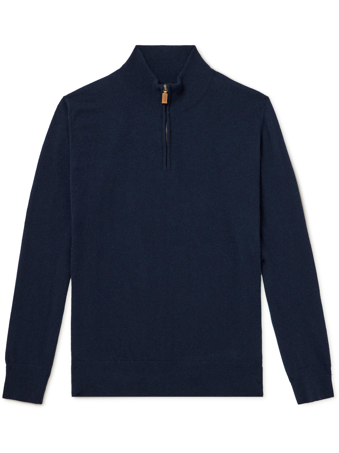 Kingsman Wade Merino Wool And Cashmere-blend Half-zip Jumper In Blue