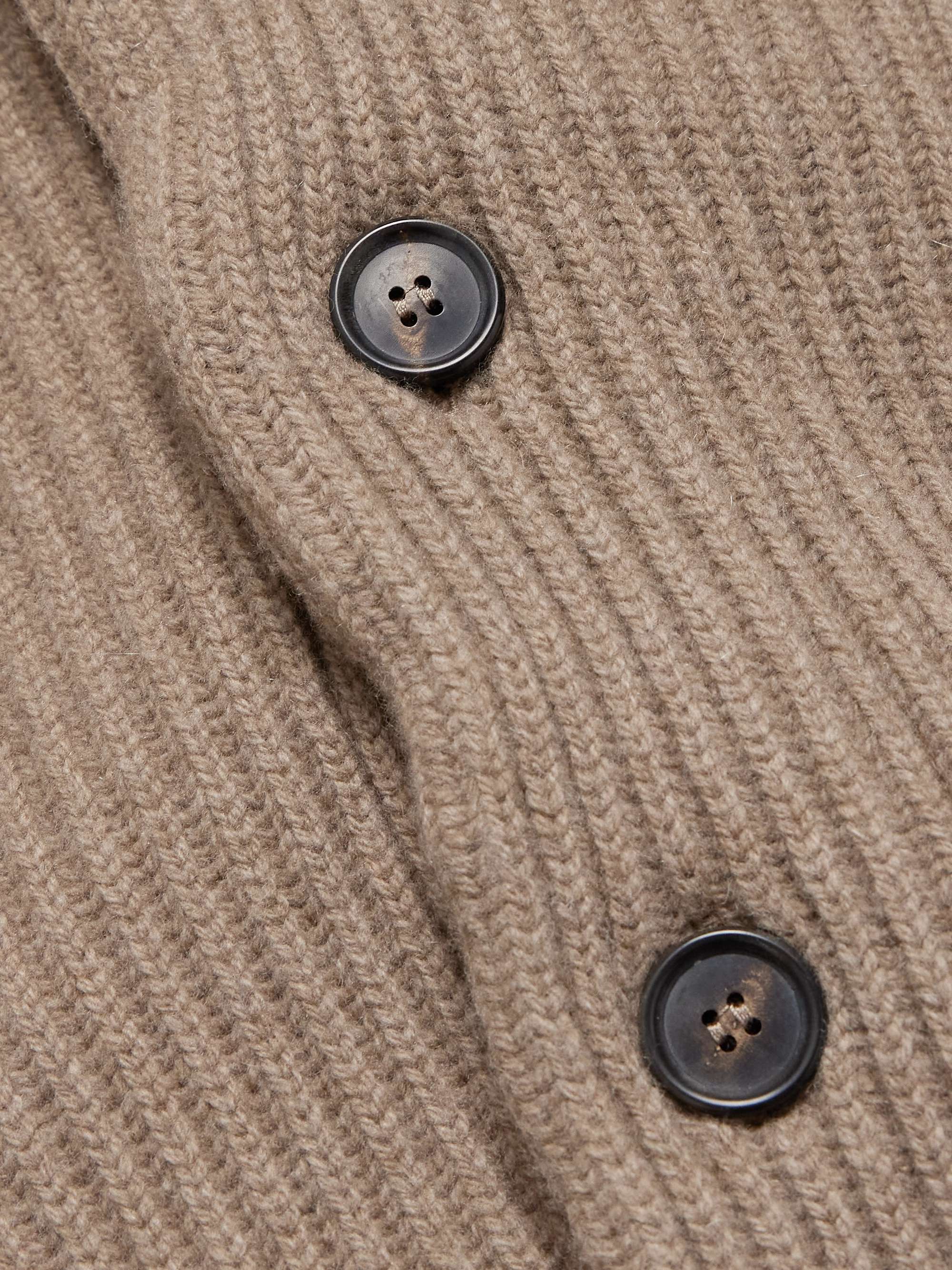 KINGSMAN Shawl-Collar Cable-Knit Donegal Wool Sweater