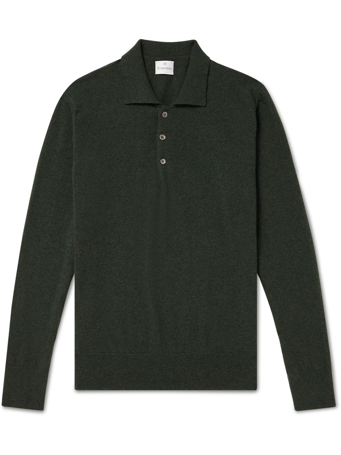 Kingsman Wade Merino Wool And Cashmere-blend Polo Shirt In Green