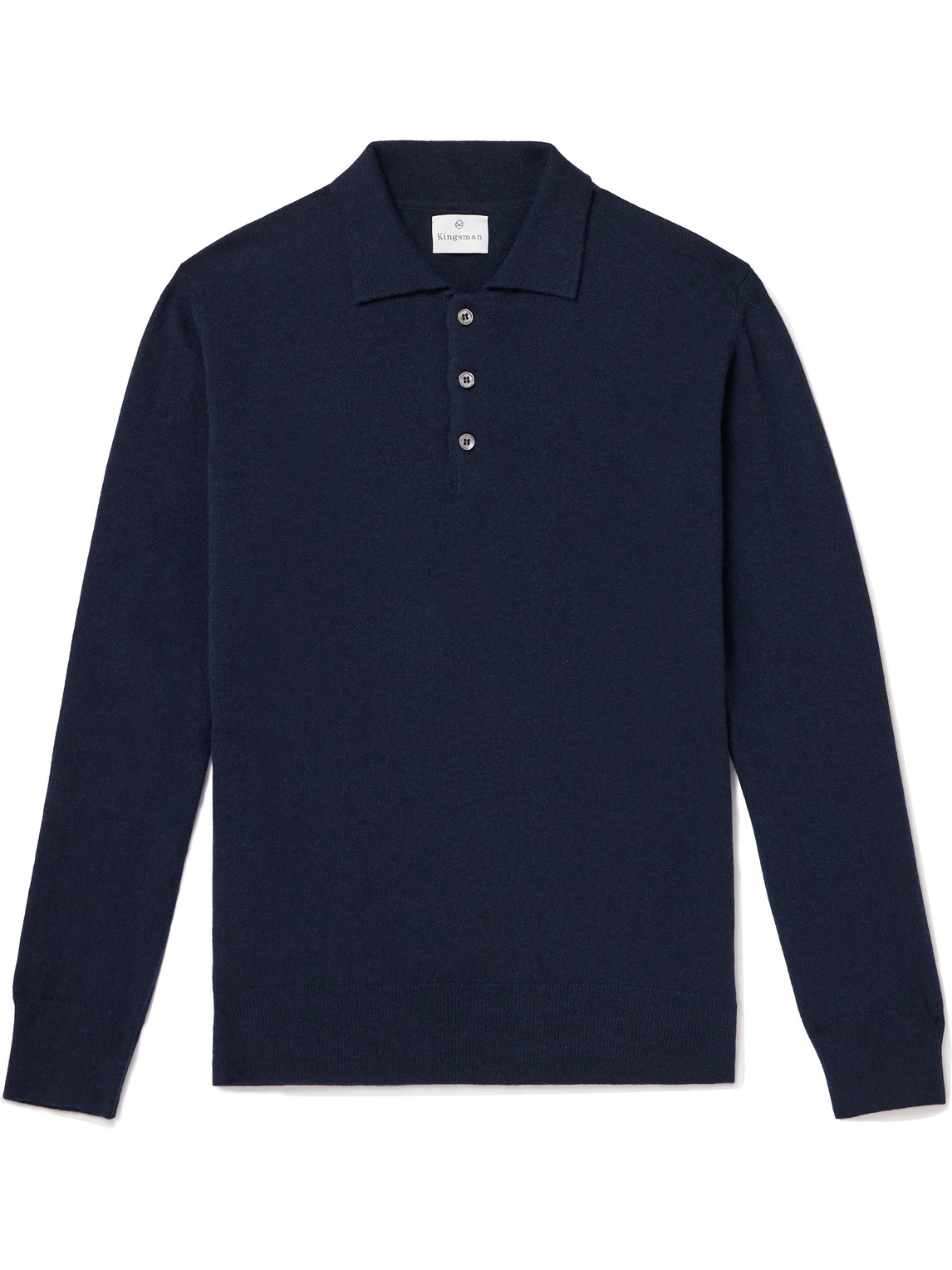 Kingsman Wade Merino Wool And Cashmere-blend Polo Shirt In Blue