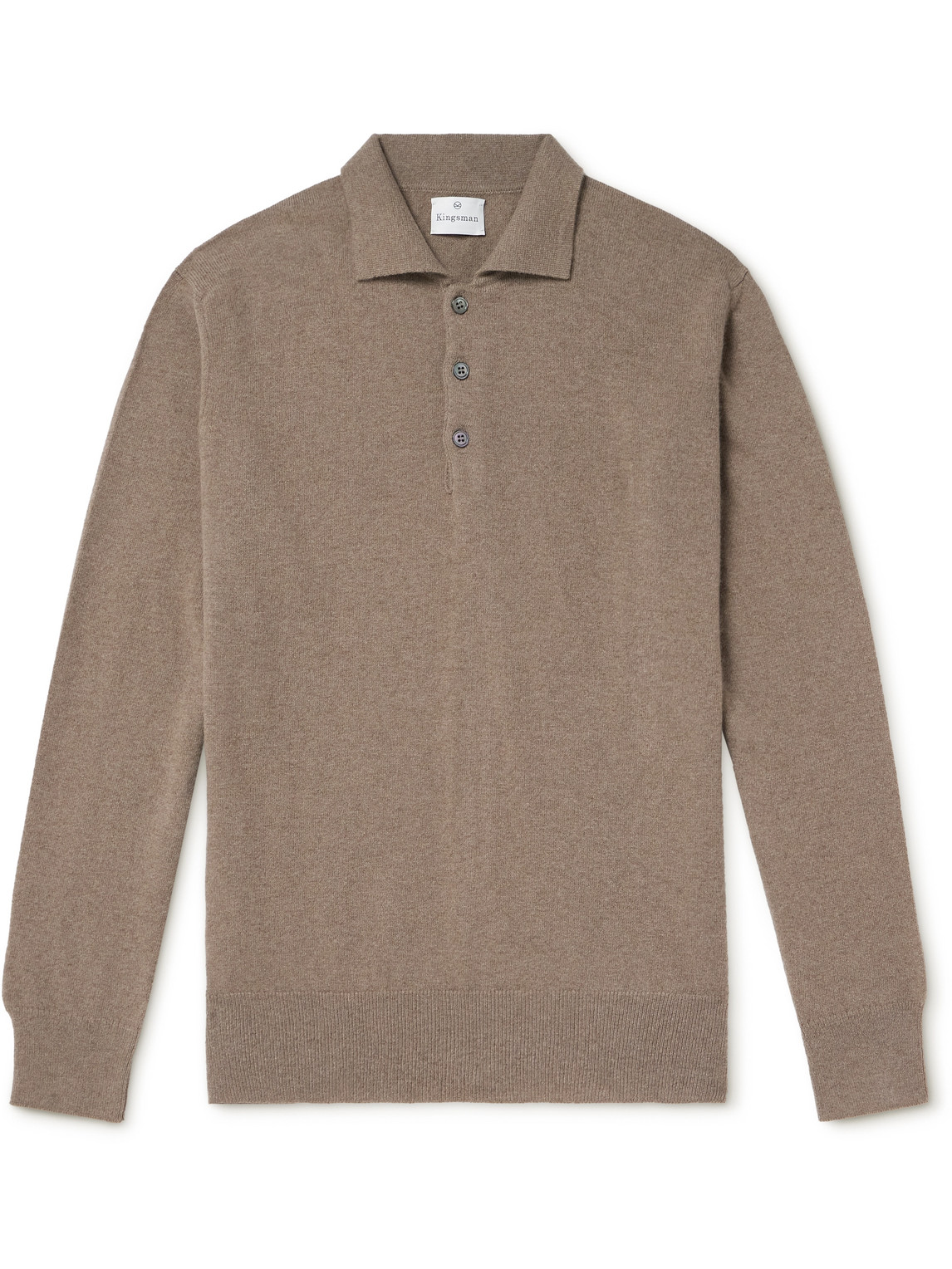 Kingsman Wade Merino Wool And Cashmere-blend Polo Shirt In Neutrals