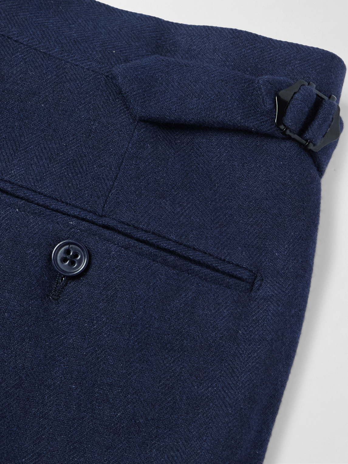 Ralph Lauren Wool-silk Herringbone Tailored Trousers In Blue