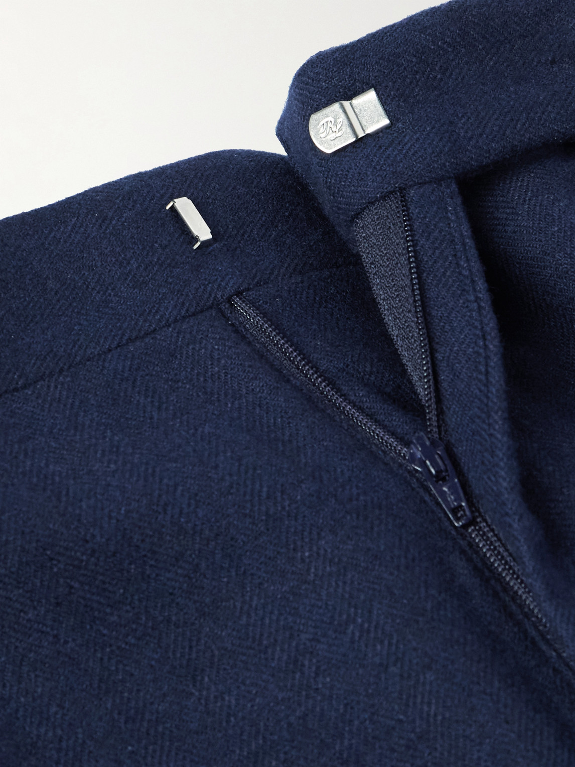 Ralph Lauren Wool-silk Herringbone Tailored Trousers In Blue