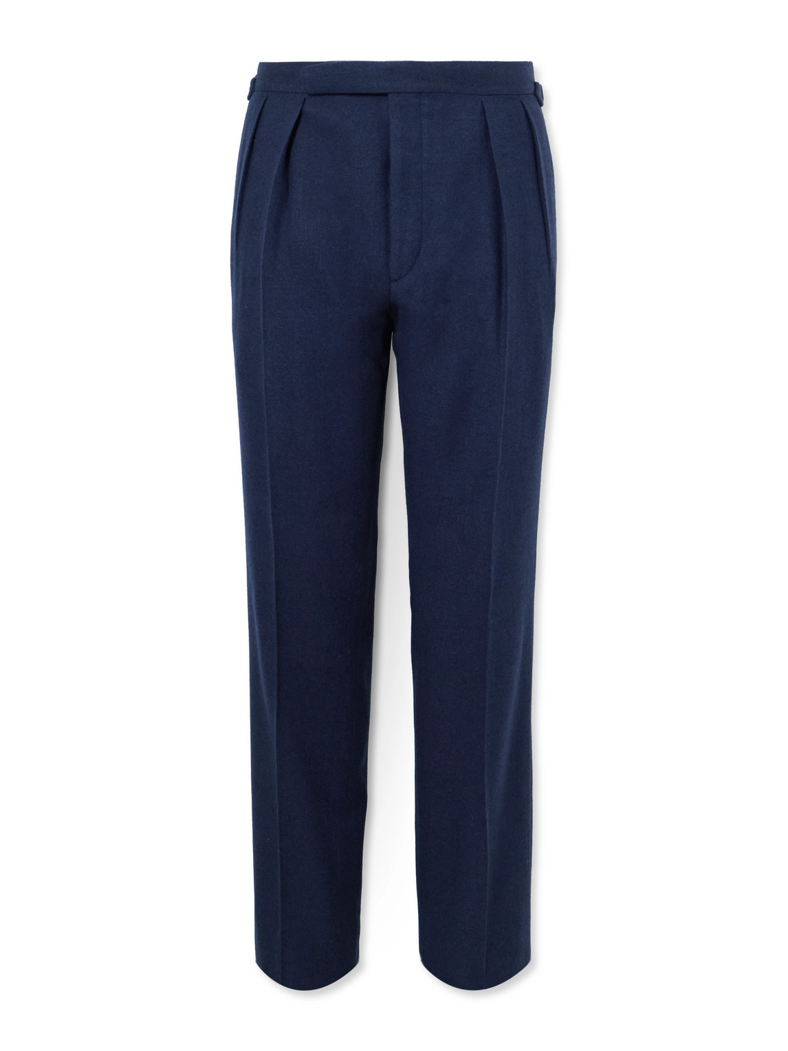 Ralph Lauren Wool-silk Herringbone Tailored Trousers In Blue