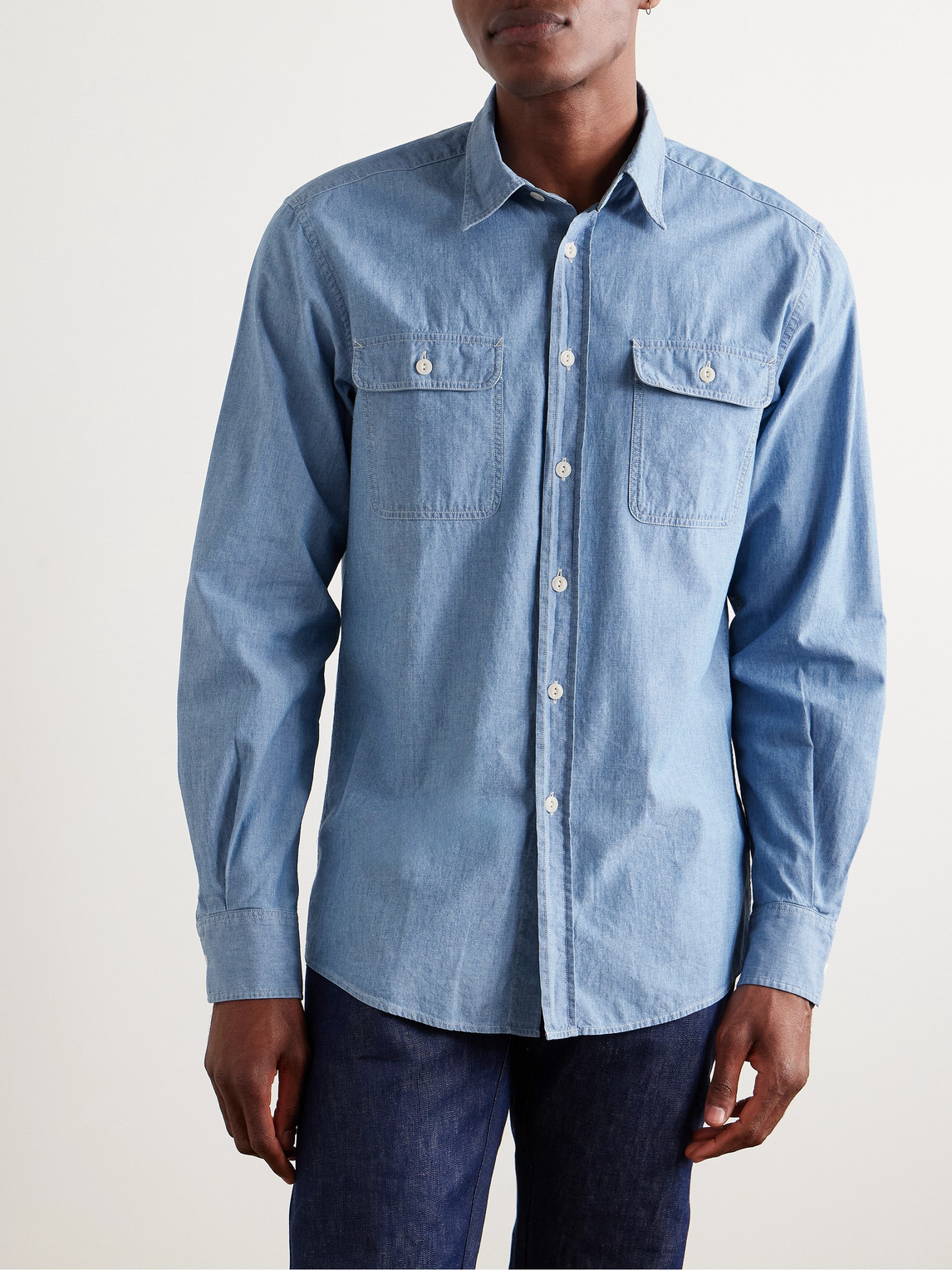 Ralph Lauren Cooper Cotton-chambray Shirt In Blue