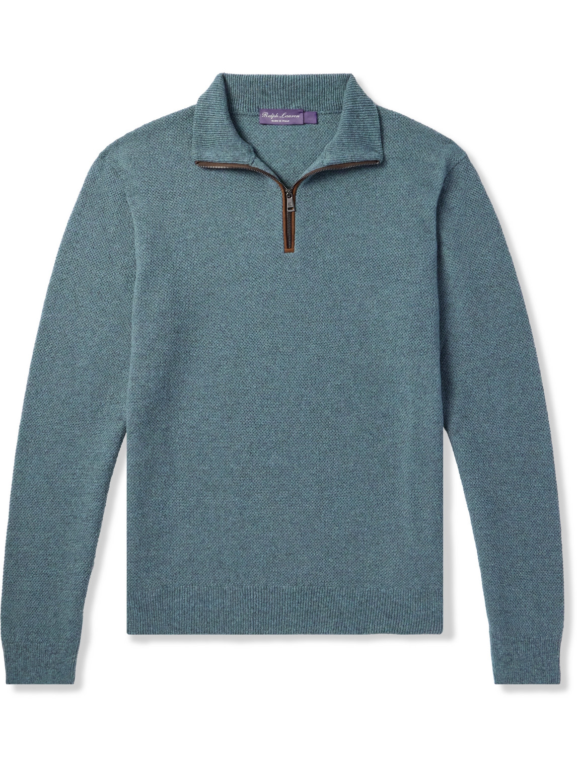 Ralph Lauren Birdseye Cashmere Quarter-zip Sweater In Blue