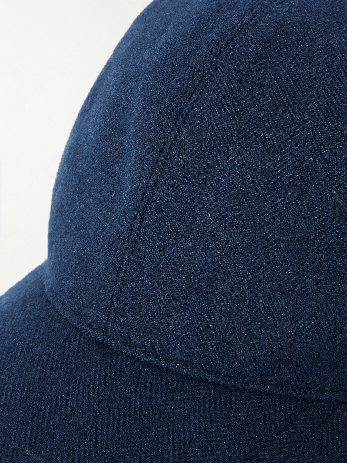Ralph Lauren Herringbone Wool, Silk And Cashmere-blend Baseball Cap In Blue