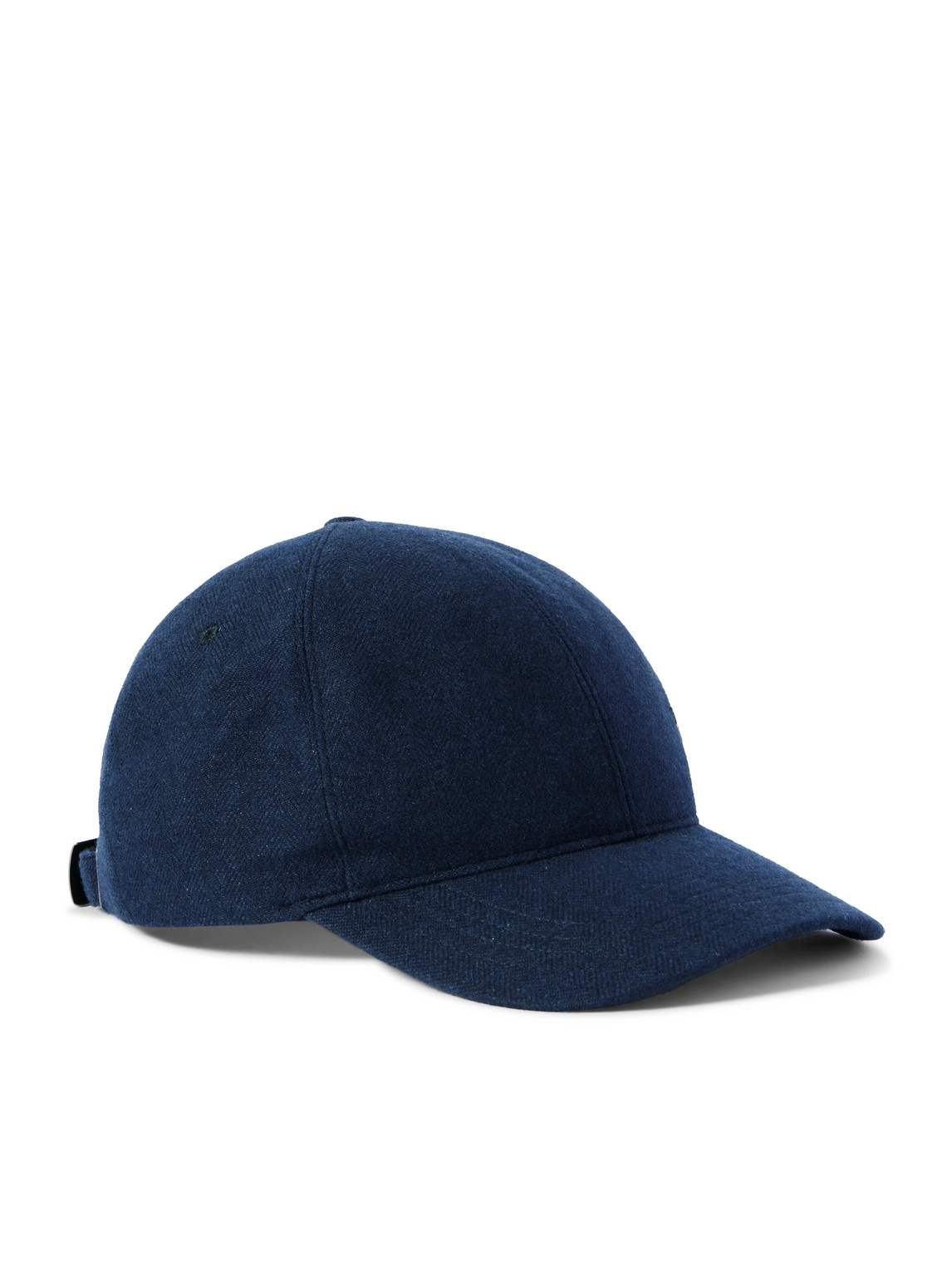 Ralph Lauren Herringbone Wool, Silk And Cashmere-blend Baseball Cap In Blue