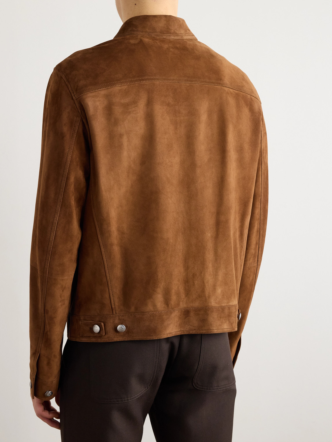 Ralph Lauren Suede Trucker Jacket In Brown