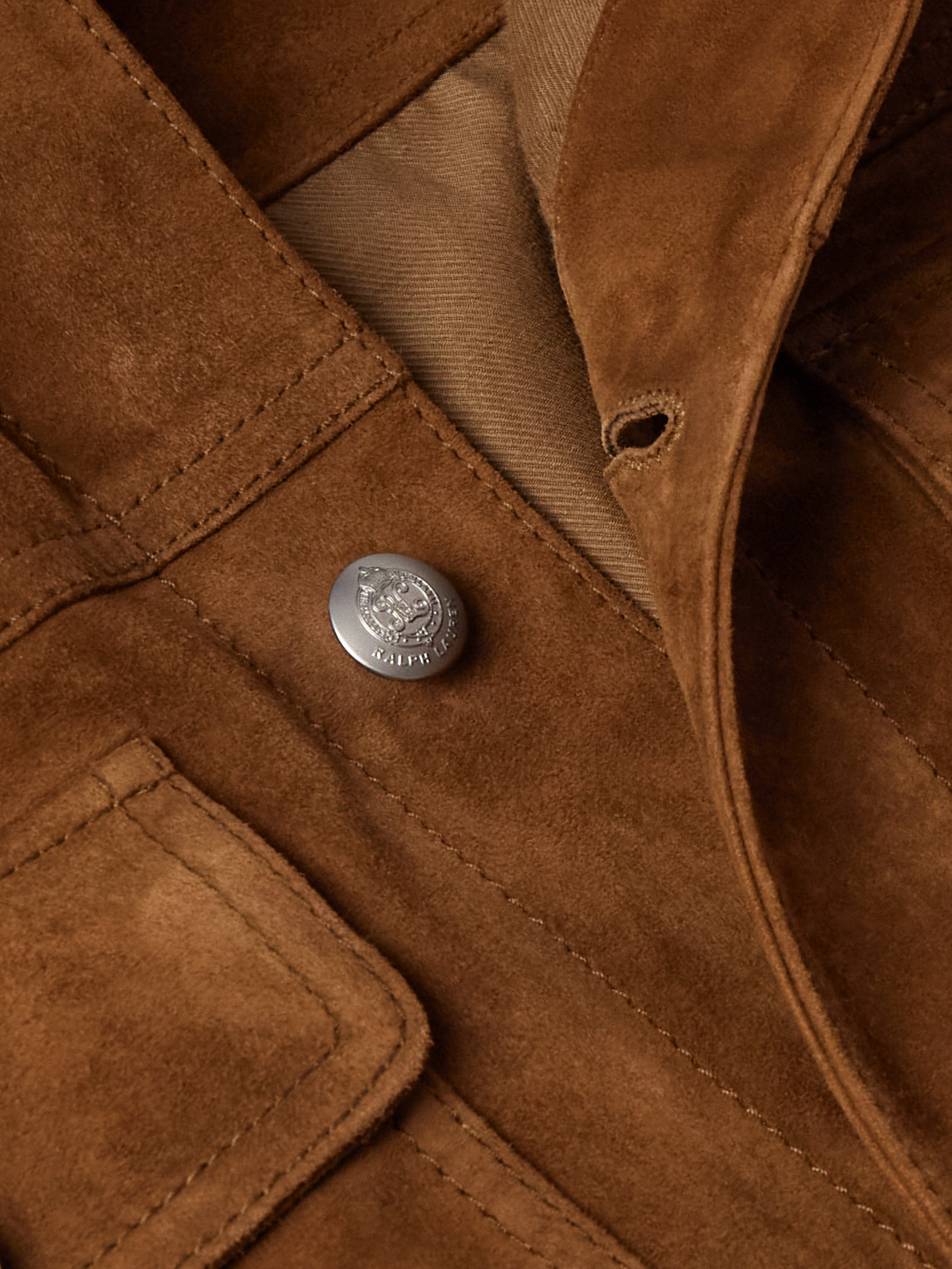 Ralph Lauren Suede Trucker Jacket In Brown