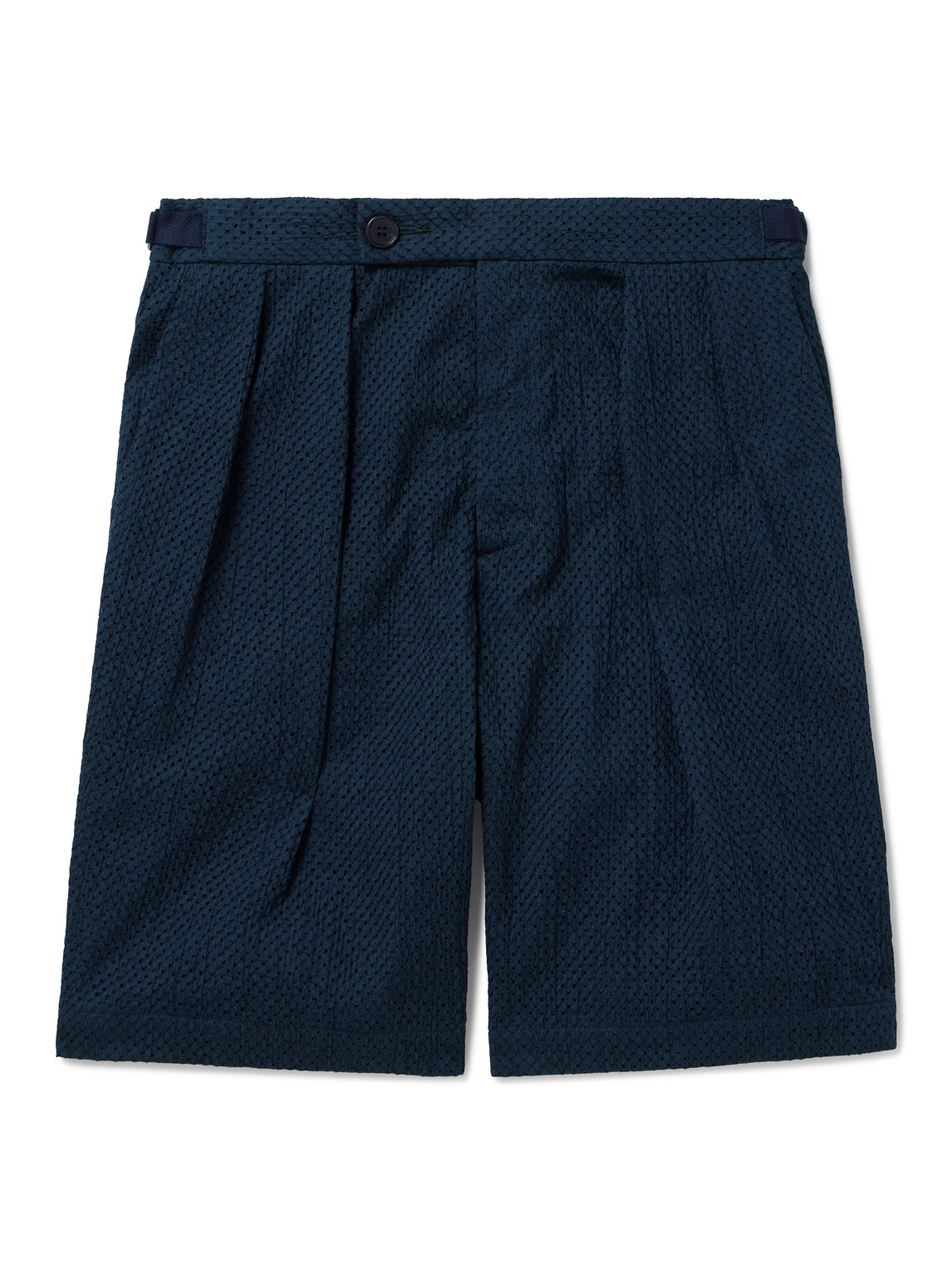 Blue Blue Japan Gurkha Straight-leg Belted Pleated Lace-trimmed Cotton Shorts