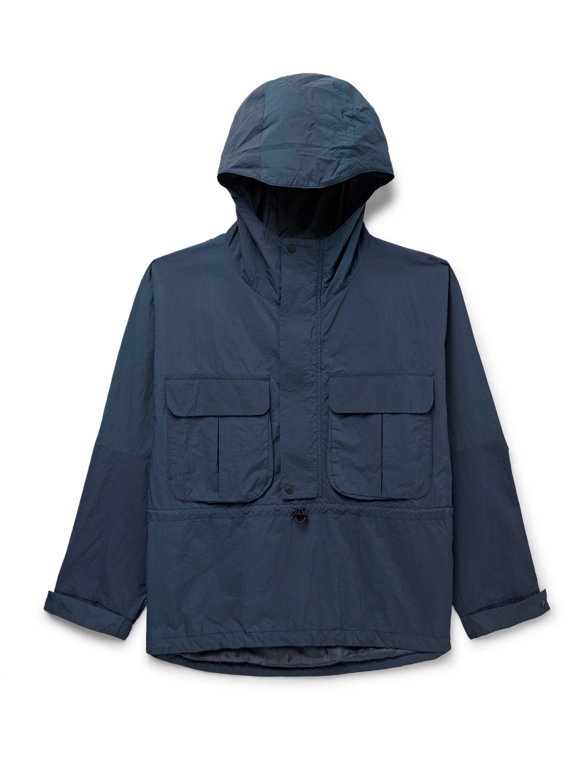 Blue Blue Japan Indigo-dyed Nylon-seersucker Half-zip Hooded Anorak