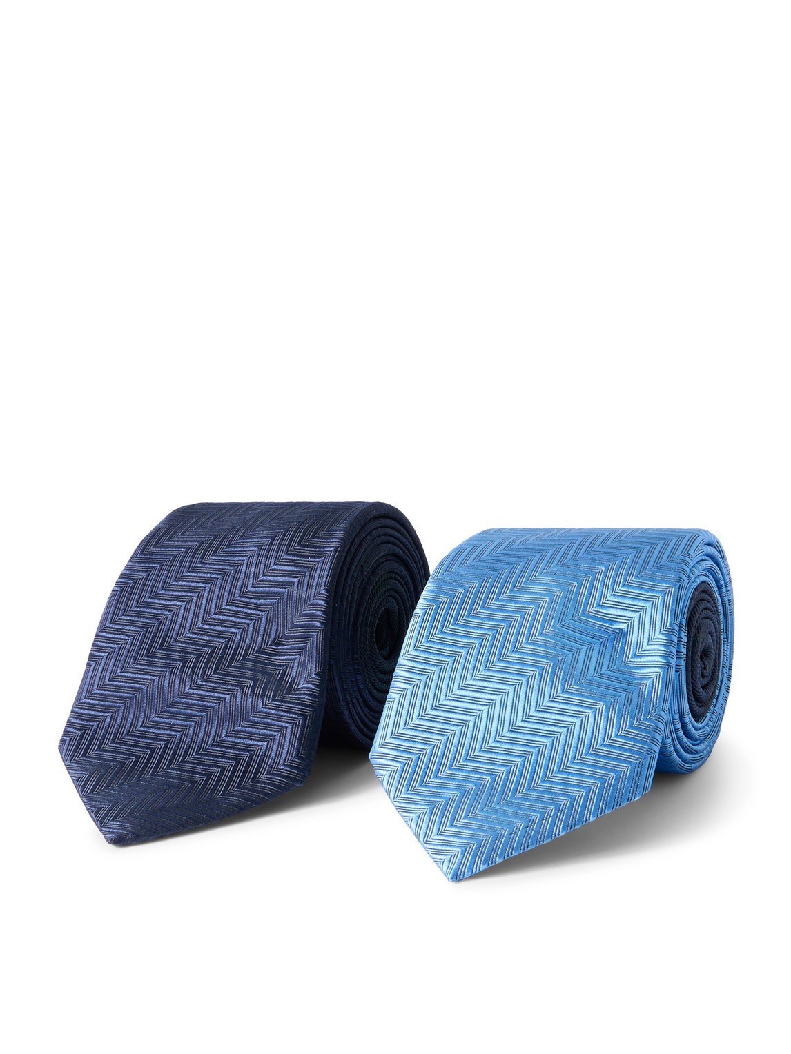 Set of Two 7cm Striped Silk-Jacquard Ties