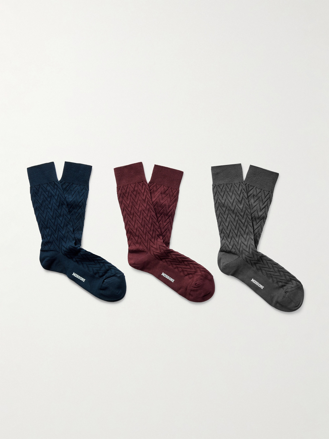 Three-Pack Crochet-Knit Cotton-Blend Socks