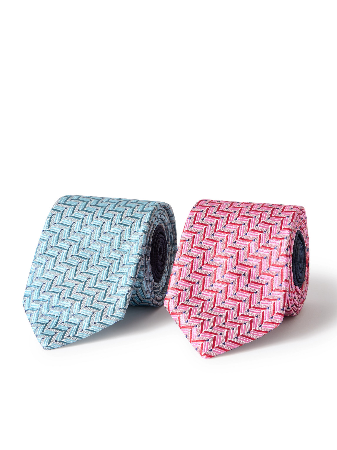 Set of Two 7cm Embroidered Silk-Jacquard Ties