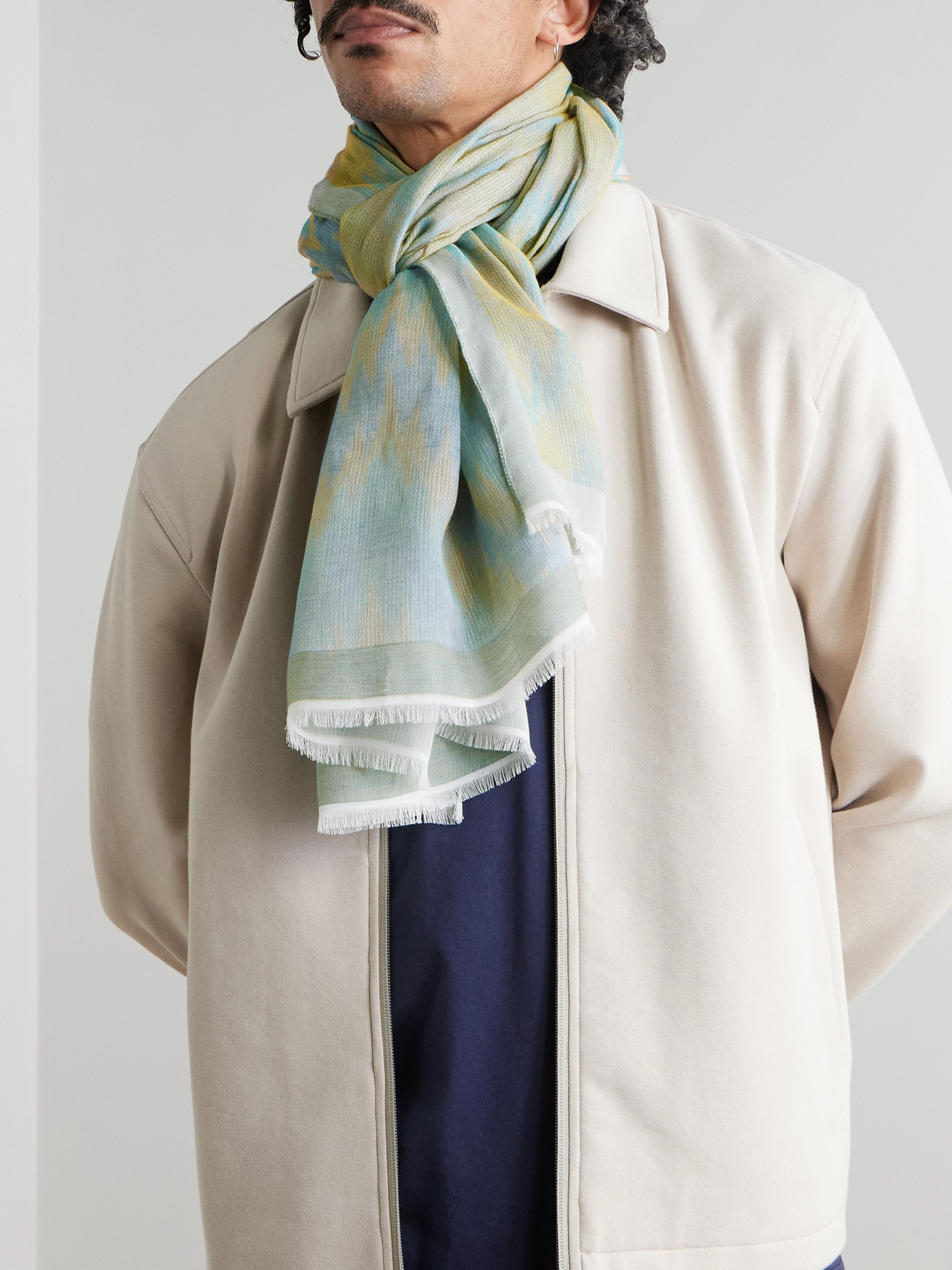 MISSONI FRINGED COTTON-JACQUARD SCARF