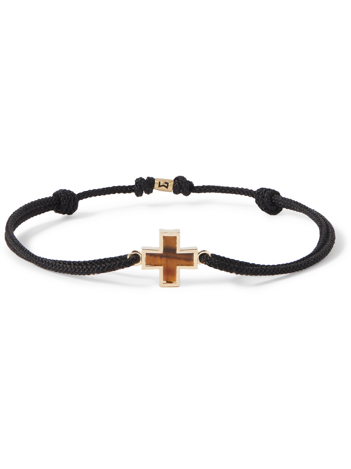 Luis Morais Gold, Tiger's Eye And Cord Bracelet In Black