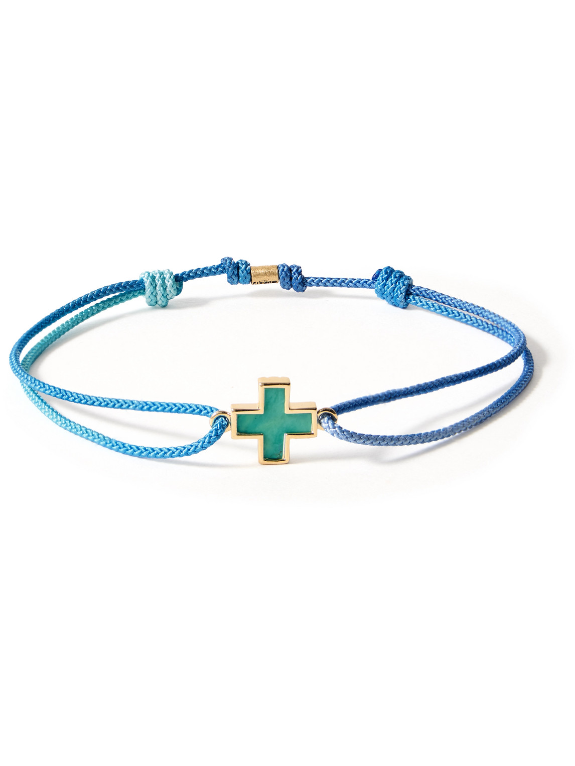 Luis Morais Gold, Turquoise And Cord Bracelet In Blue