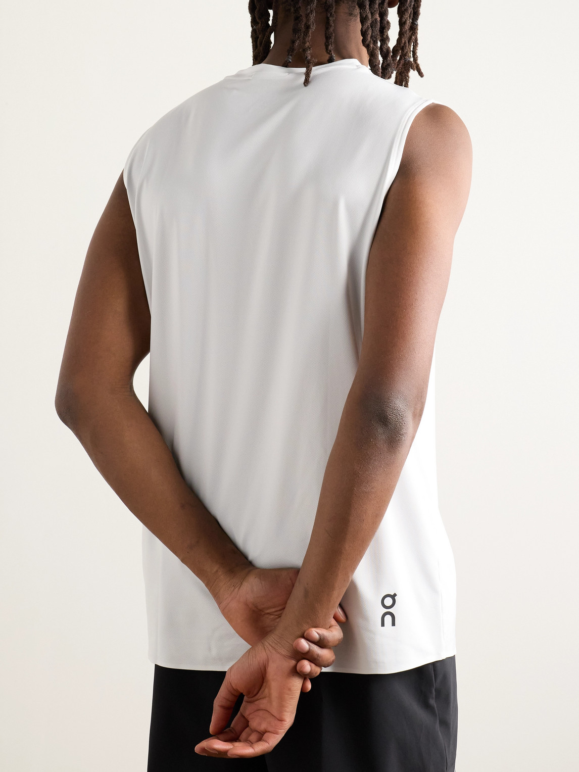 On Court Logo-print Stretch Recycled-mesh Tank Top In White