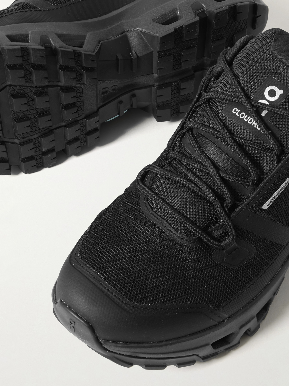 On Cloudrock Rubber-trimmed Mesh Trail Sneakers In Black