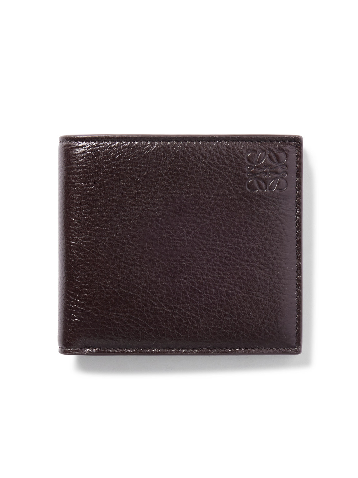 Loewe Logo-debossed Full-grain Leather Bifold Wallet In Burgundy