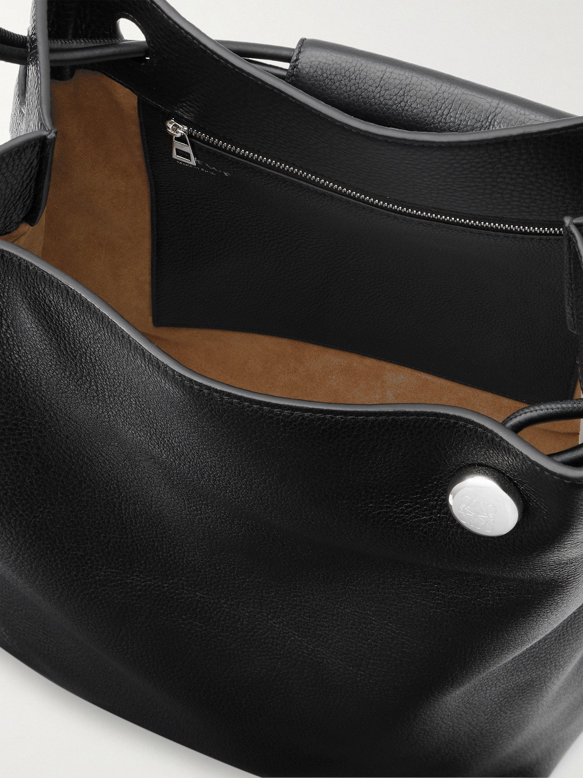 Loewe Hammock Drawstring Small Leather Shoulder Bag In Black