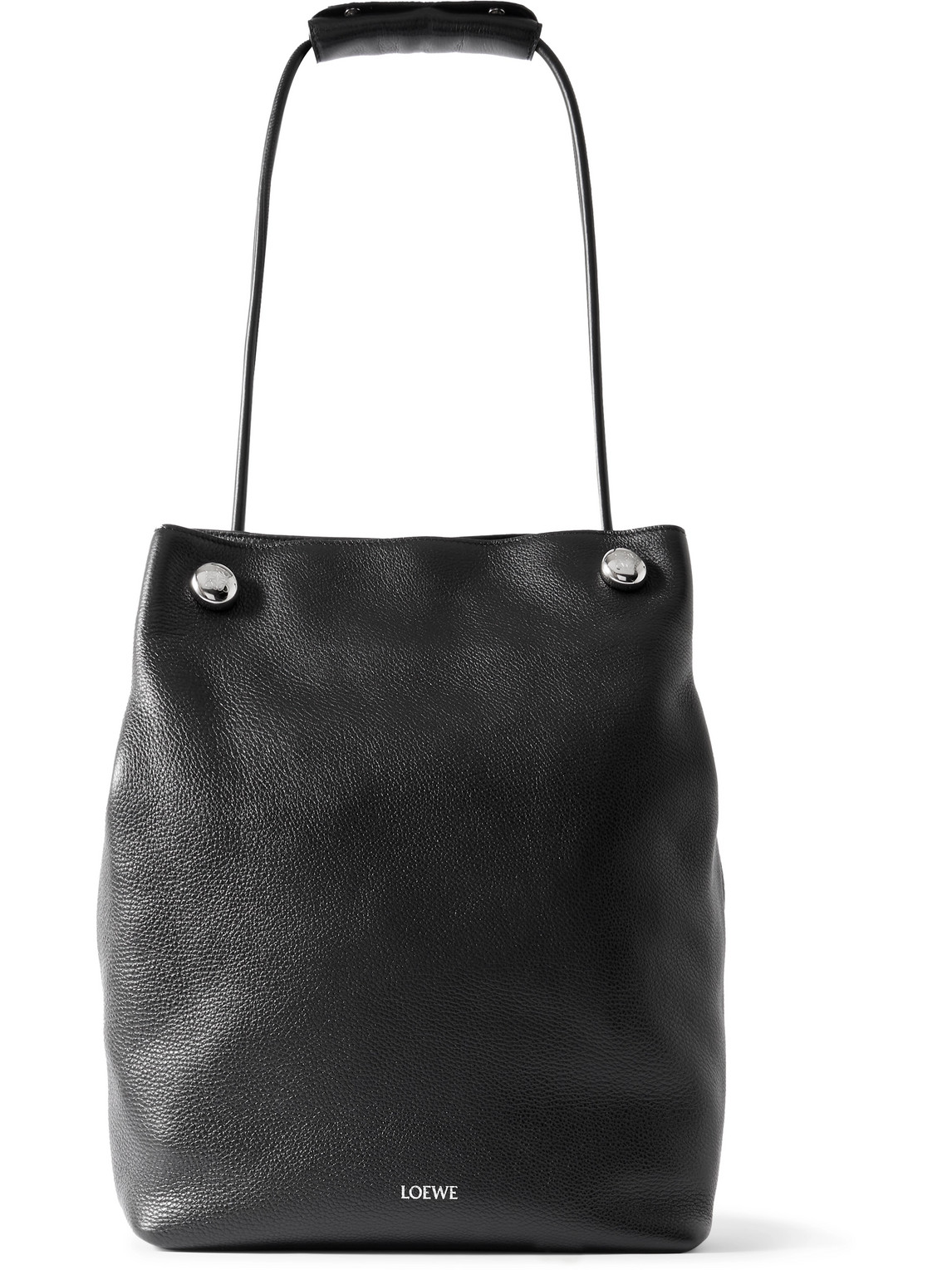 Loewe Pebble Full-grain Leather Tote Bag In Black