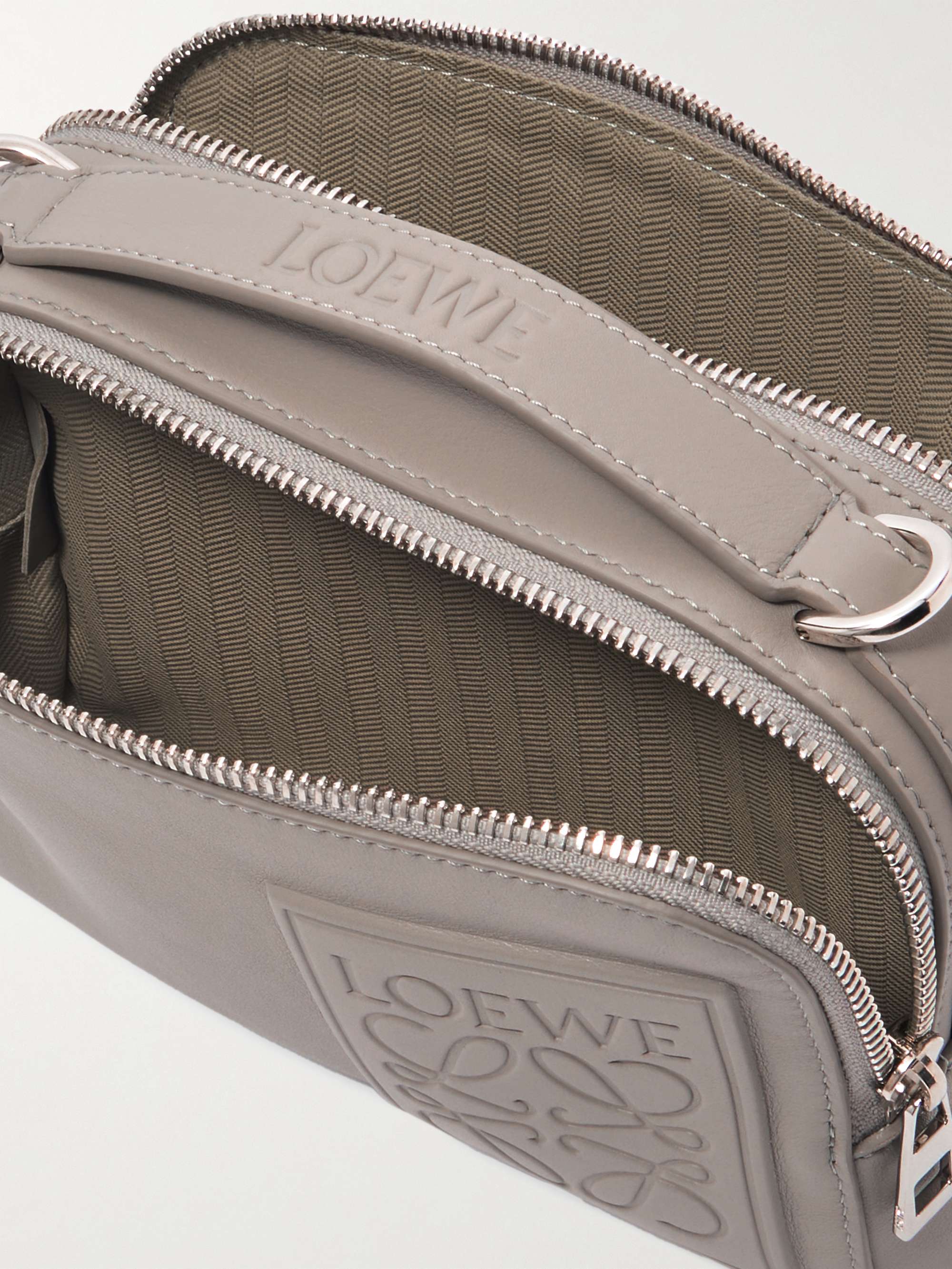 LOEWE Mini Logo-Debossed Leather Messenger Bag