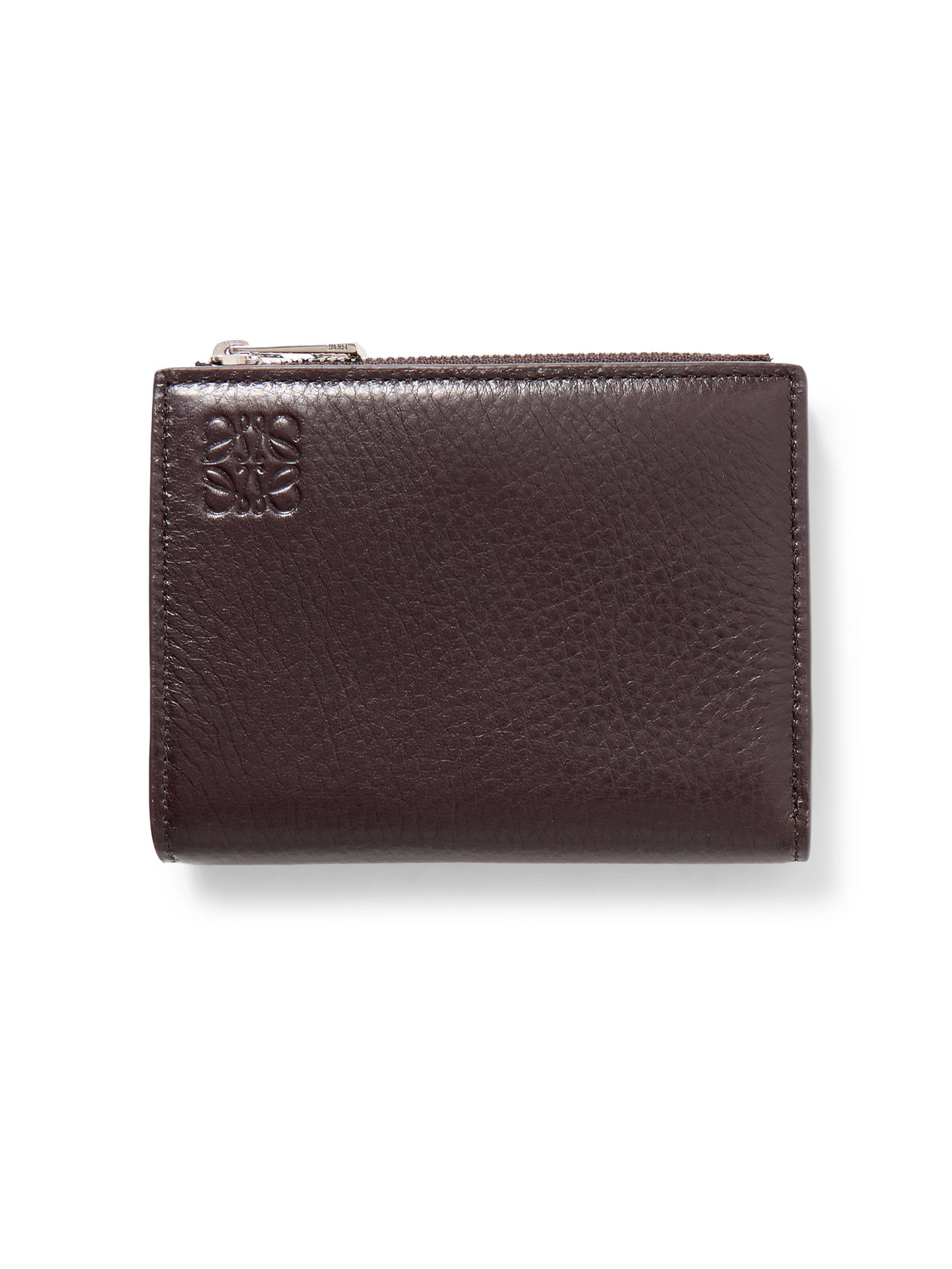 Loewe Logo-debossed Full-grain Leather Wallet In Burgundy