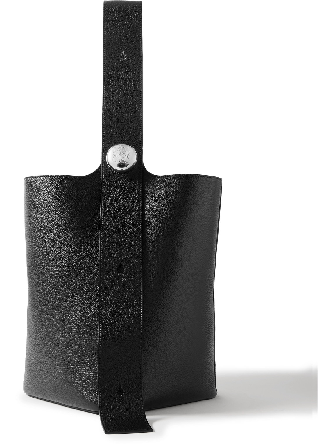 Large Pebble Leather Bucket Bag