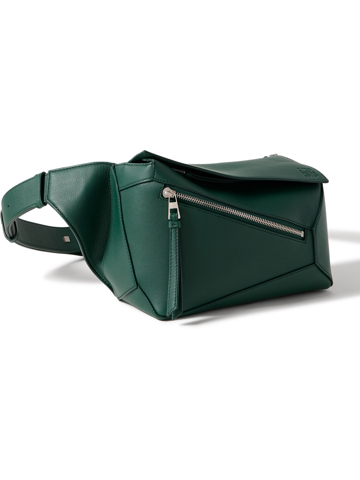 Loewe Puzzle Edge Small Leather Belt Bag In Green