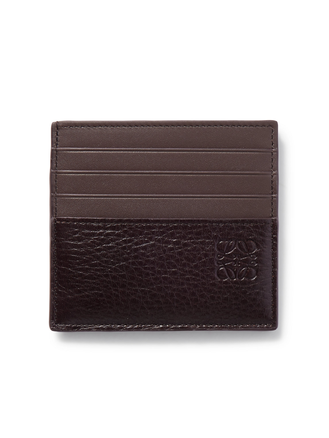 Loewe Logo-debossed Leather Cardholder In Burgundy