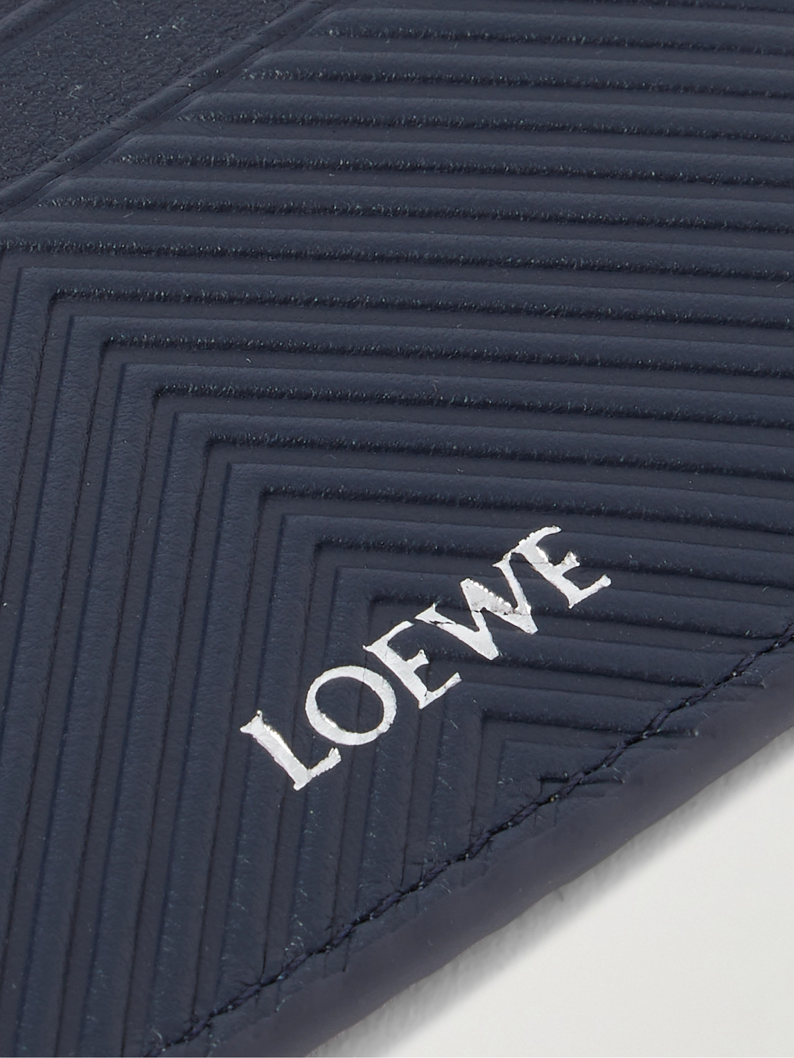 Loewe Logo-print Debossed Leather Cardholder In Blue