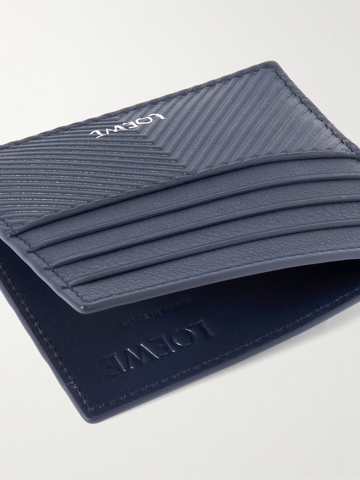 Loewe Logo-print Debossed Leather Cardholder In Blue