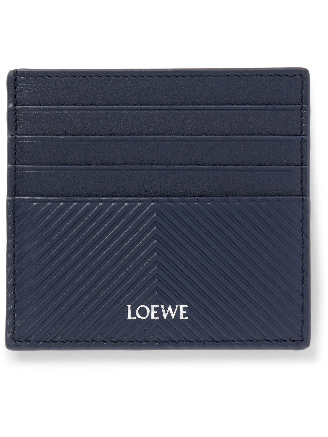Loewe Logo-print Debossed Leather Cardholder In Blue