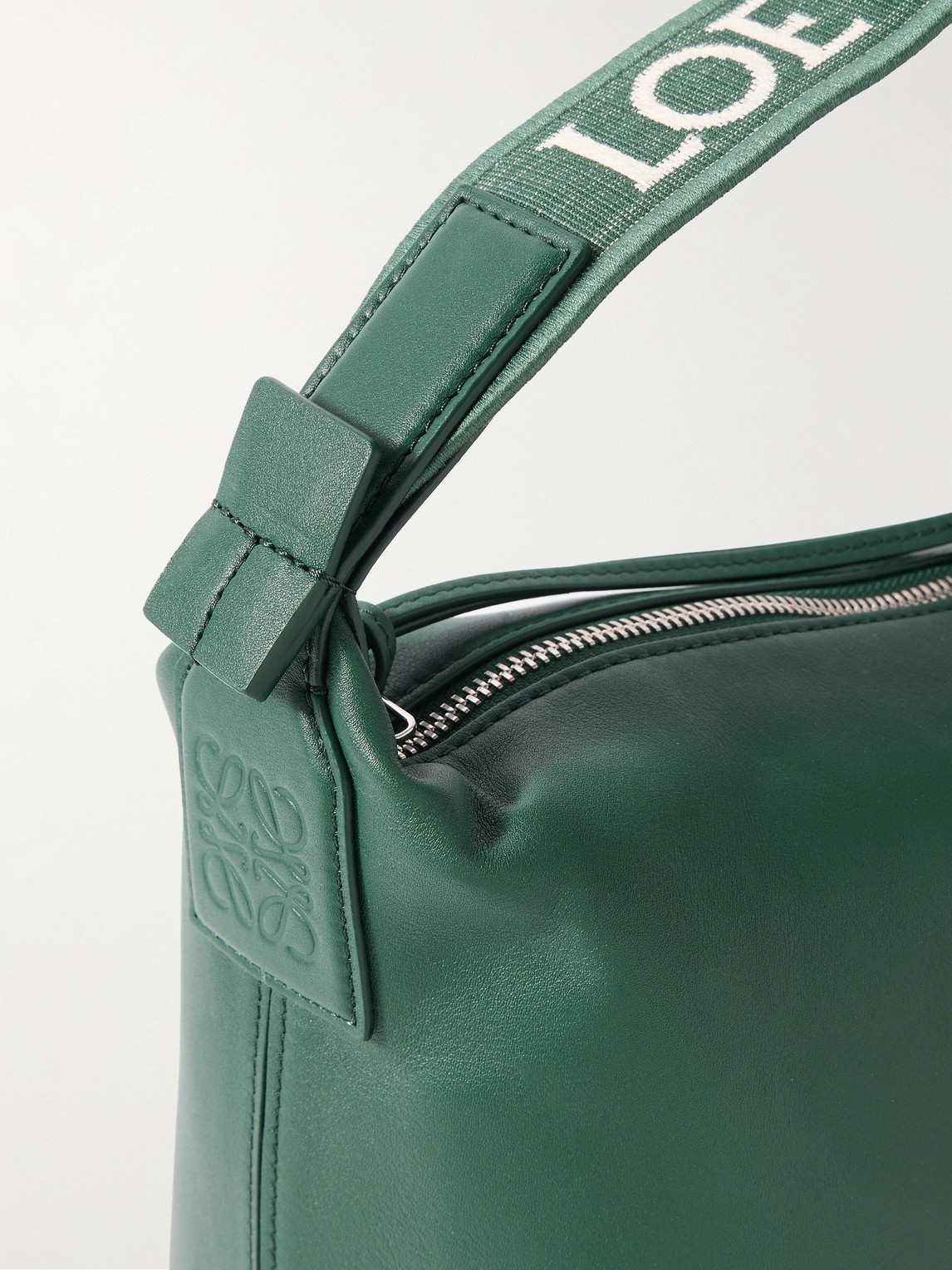 Loewe Cubi Leather Messenger Bag In Green