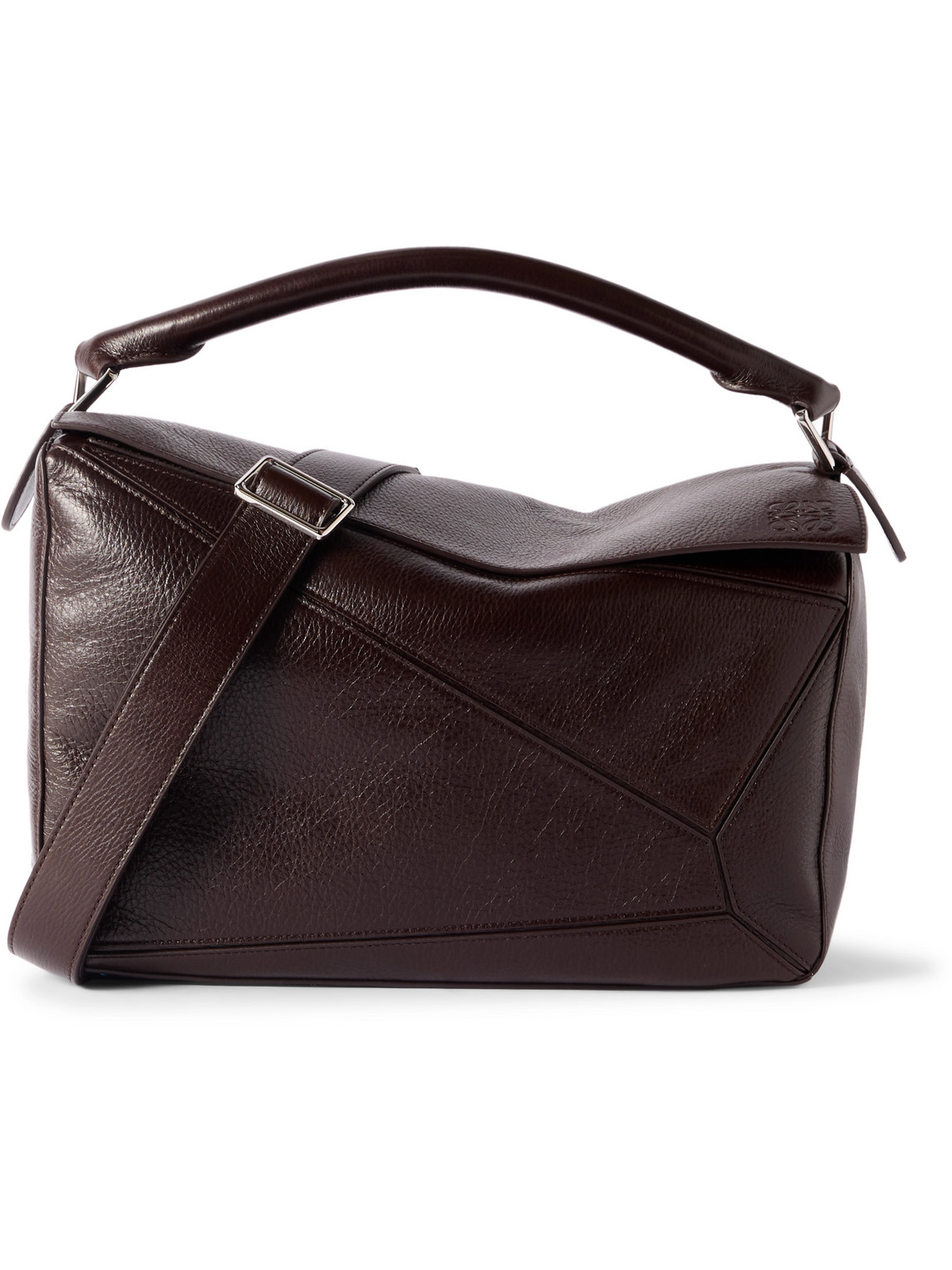 Loewe Puzzle Large Logo-debossed Leather Messenger Bag In Burgundy