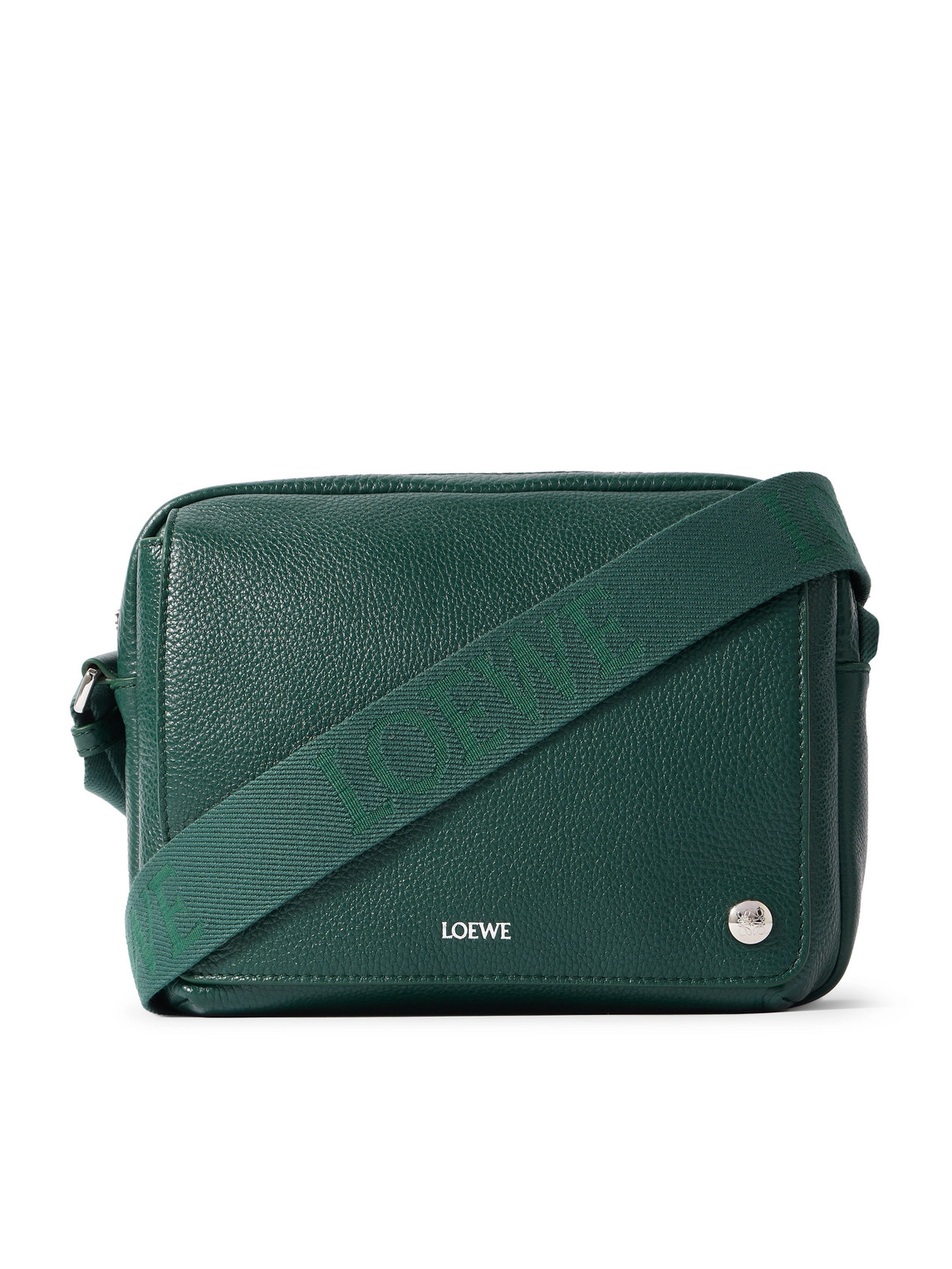 Loewe Pebble Xs Full-grain Leather Messenger Bag In Green