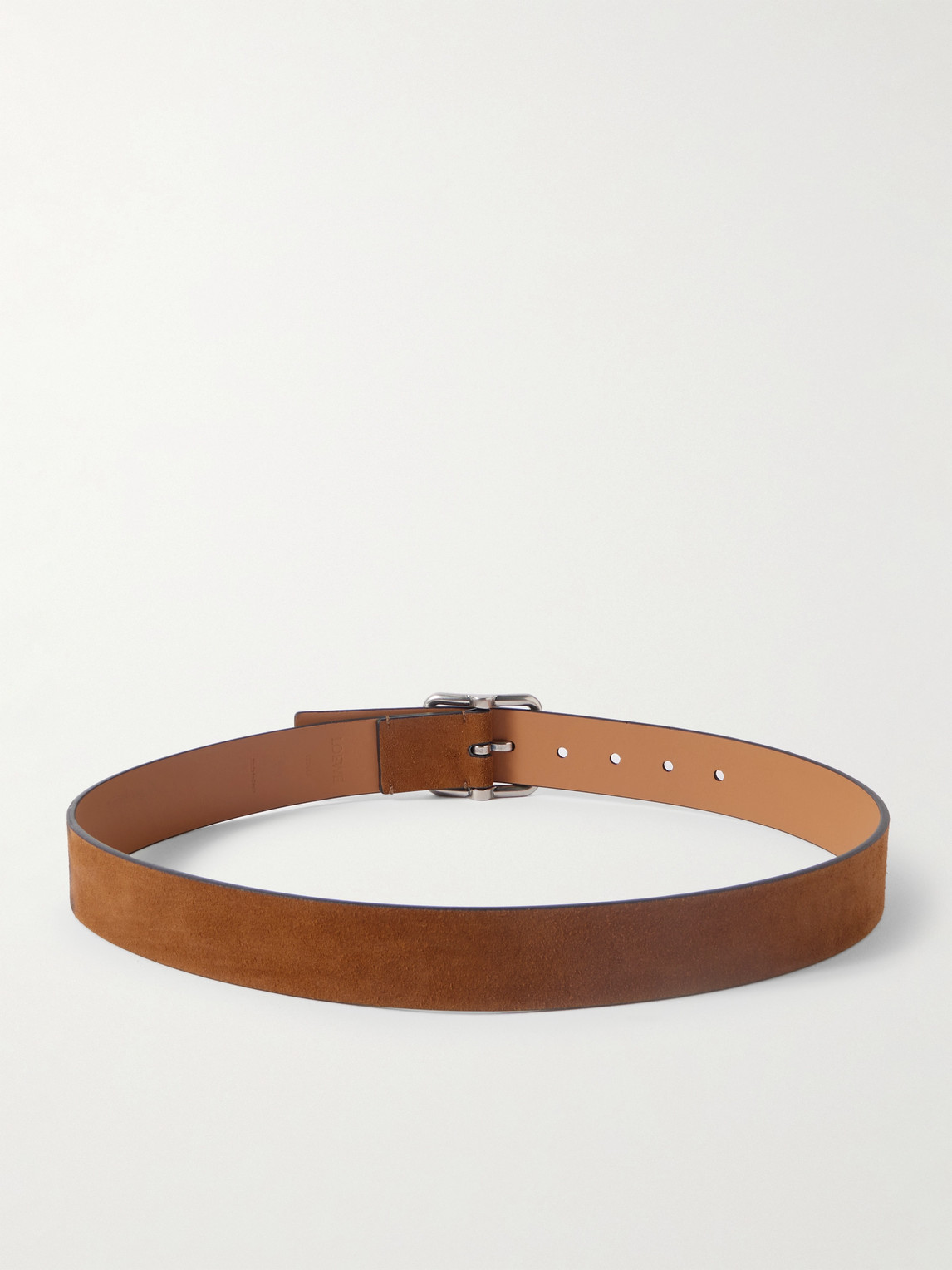 Loewe 3.5cm Logo-debossed Suede Belt In Brown