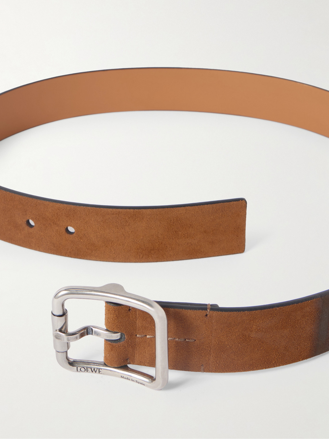 Loewe 3.5cm Logo-debossed Suede Belt In Brown