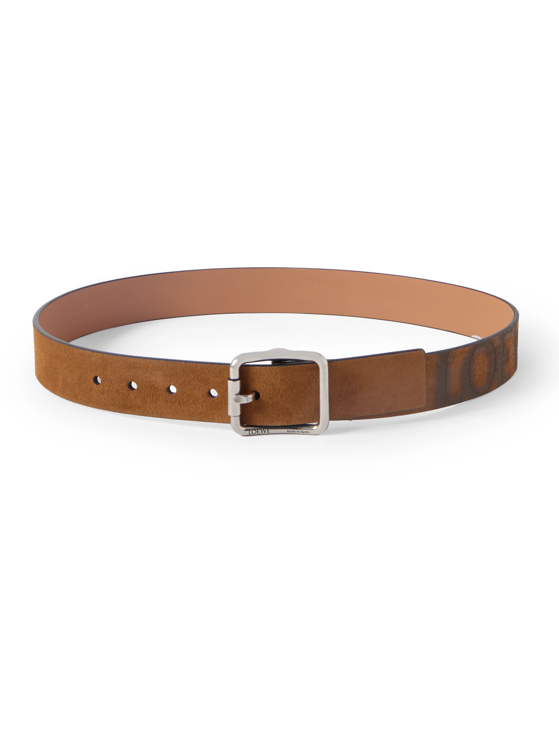 Loewe 3.5cm Logo-debossed Suede Belt In Brown