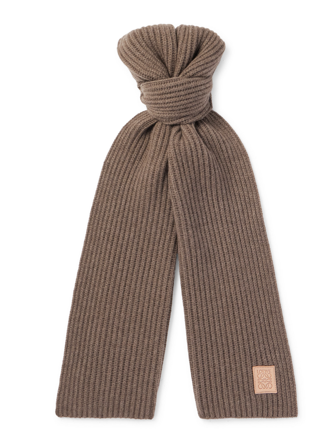 Logo-Appliquéd Ribbed Cashmere Scarf