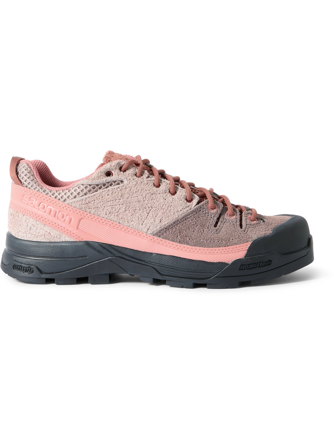 Salomon X-alp Rubber And Mesh-trimmed Suede Sneakers In Pink