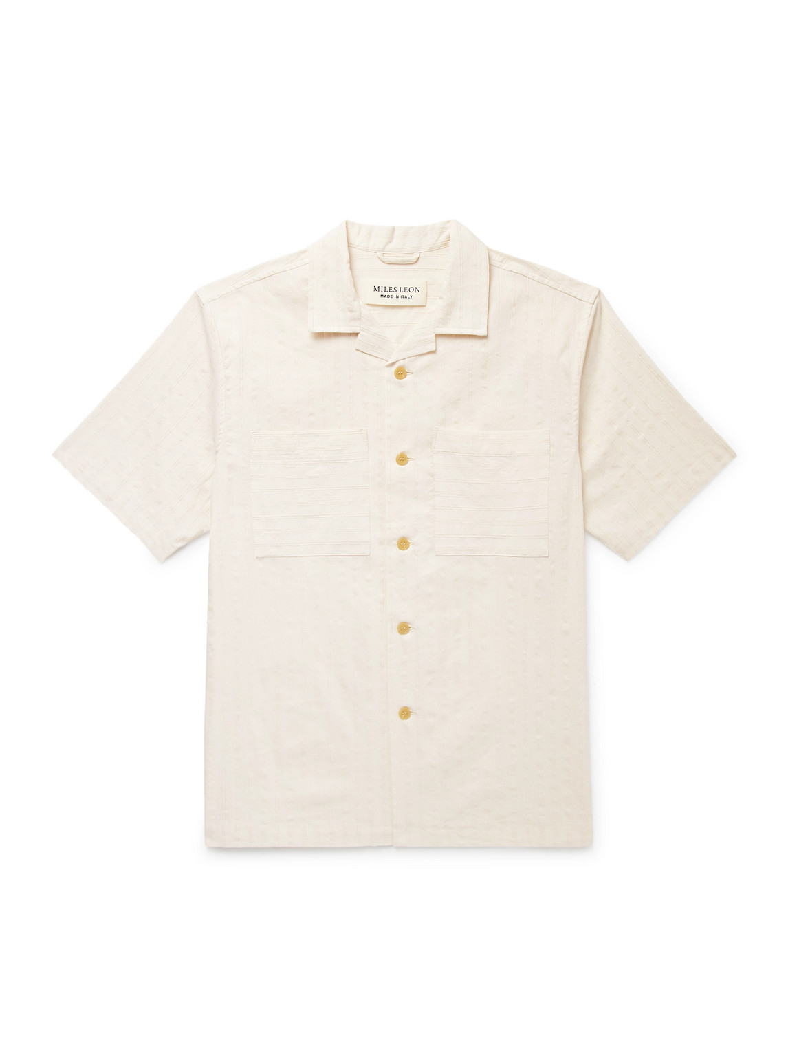 Rosa Camp-Collar Striped Tumbled Cotton and Linen-Blend Shirt