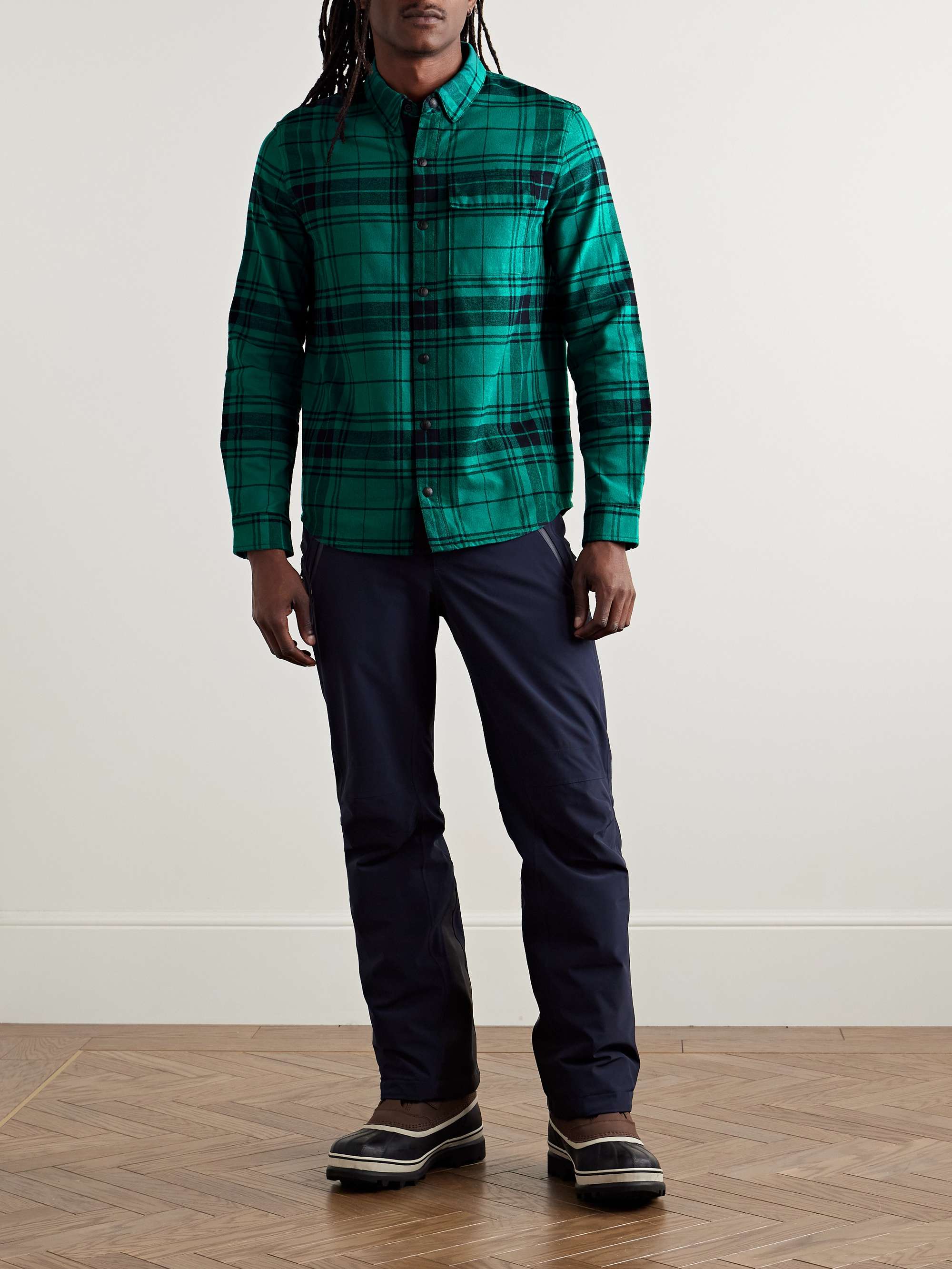 AZTECH MOUNTAIN Loge Peak Shell-Panelled Checked Brushed-Cotton Ski Overshirt