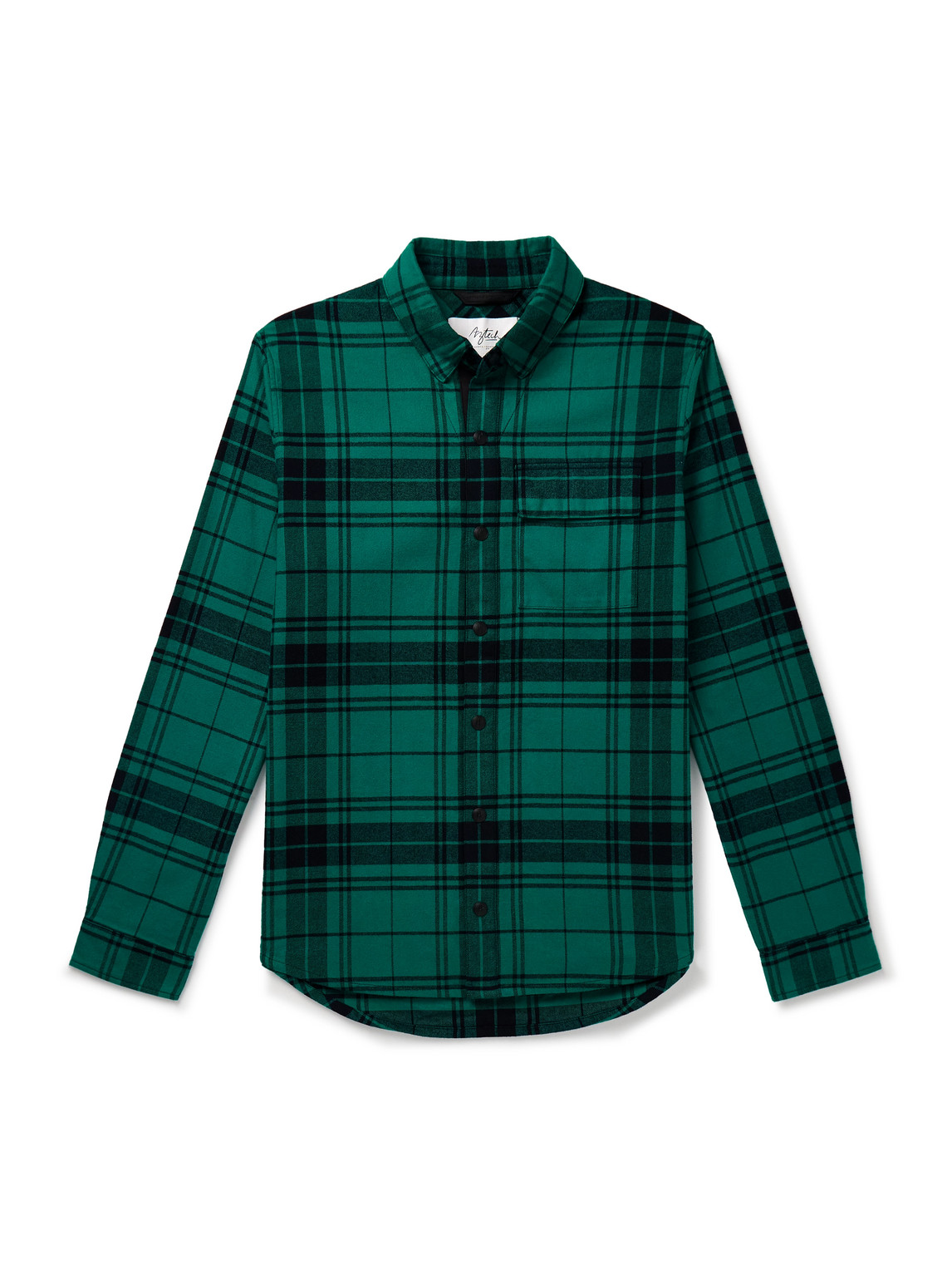 Aztech Mountain Loge Peak Shell-panelled Checked Brushed-cotton Ski Overshirt In Green