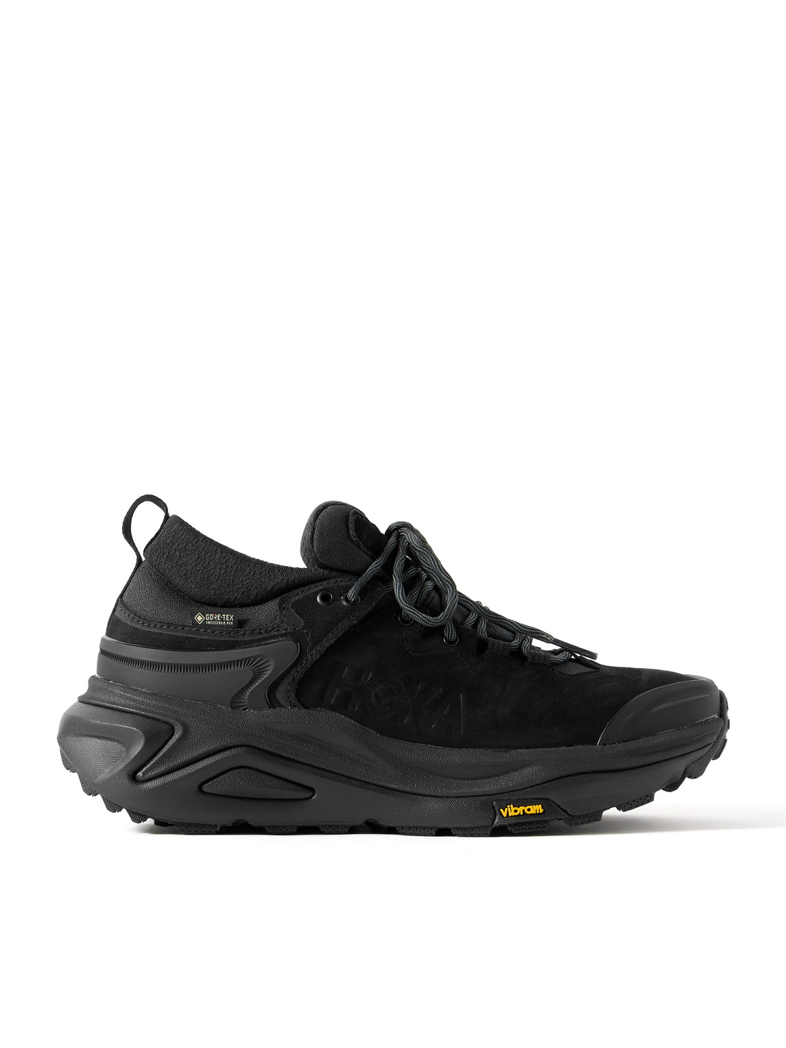 Hoka Kaha 3 Gtx Rubber-trimmed Nubuck Sneakers In Black